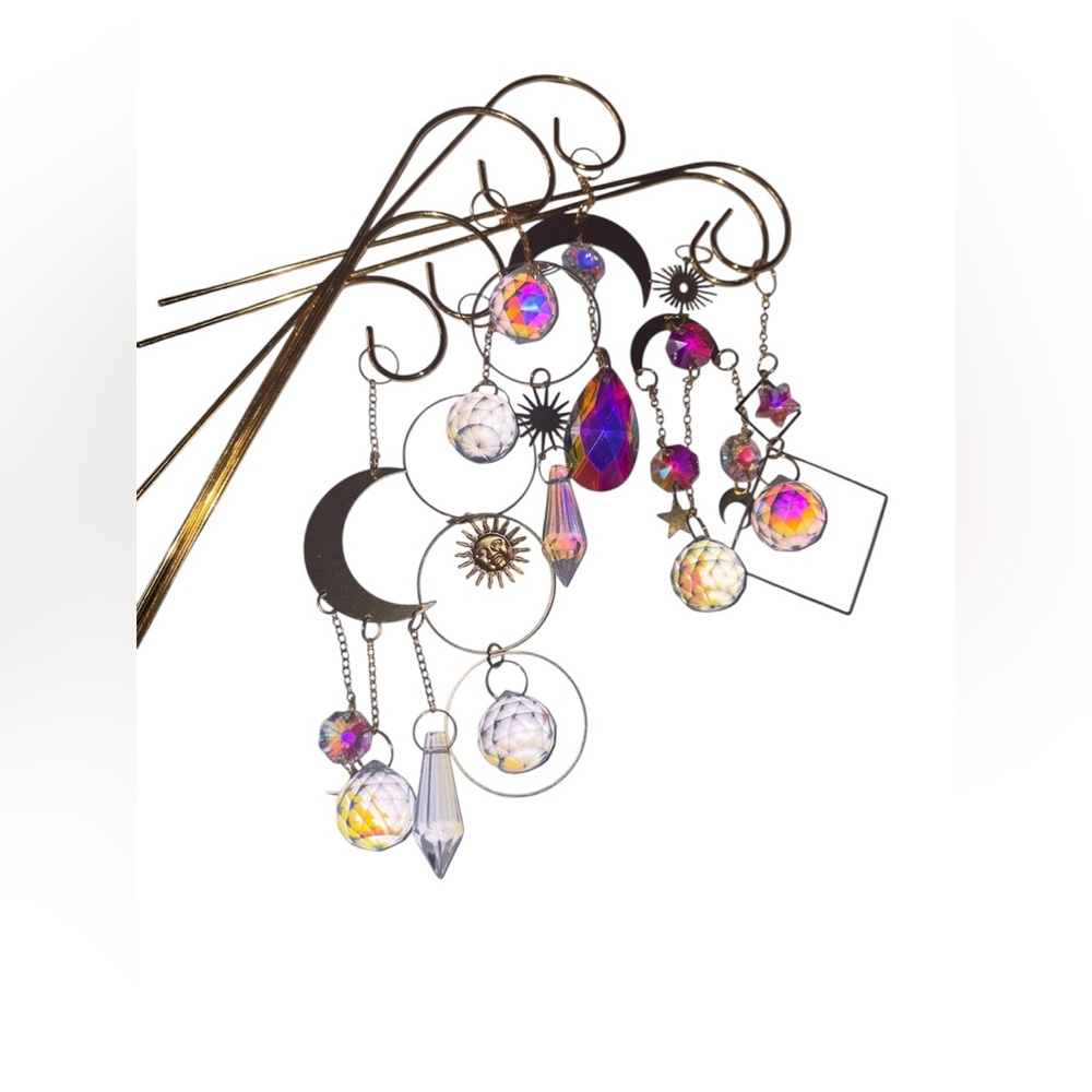 Colorful Crystal Sun Catcher Plant Picks 8-Inch Metal Garden Decor - Picture 4 of 9